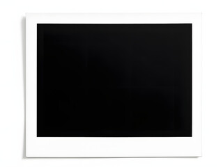 A blank Polaroid frame with a black center, evoking a vintage and nostalgic photographic aesthetic.