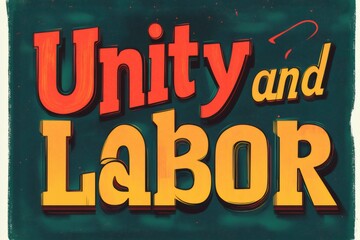Vintage style poster promoting unity and labor, ideal for Labor Day celebrations or teamwork themed projects