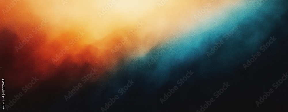Poster Teal Orange Abstract Gradient Composition Soft Focus Background Design with Noise Texture and Dynamic Flow