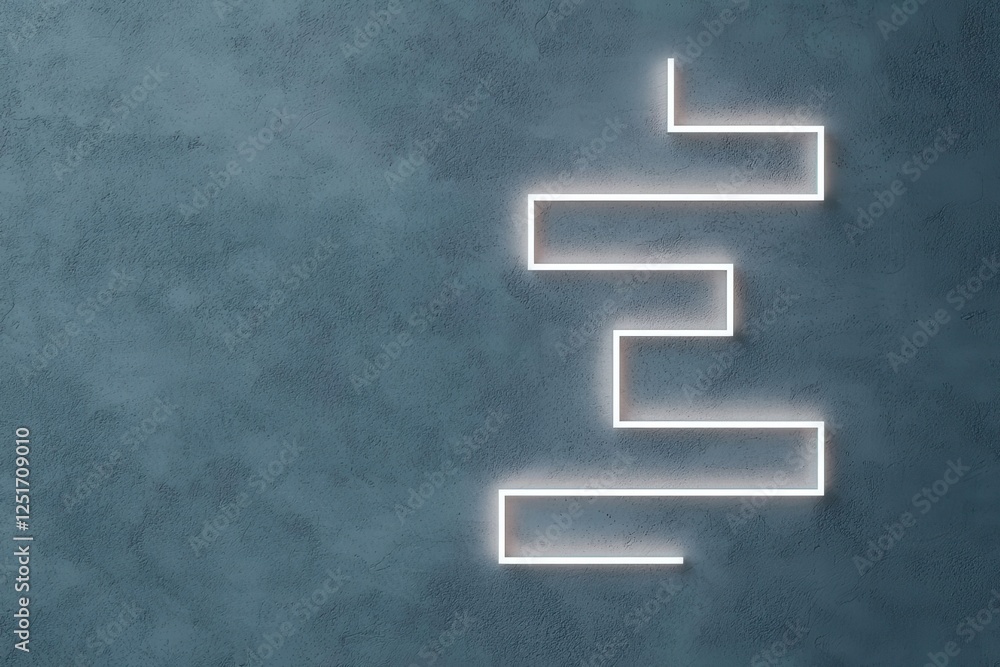 Poster planning new strategy goal setting growth dynamic strategy flowchart glowing in a modern minimalist 
