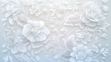Elegant White Floral 3D Render: Intricate Design on a Subtle Background AI Generated