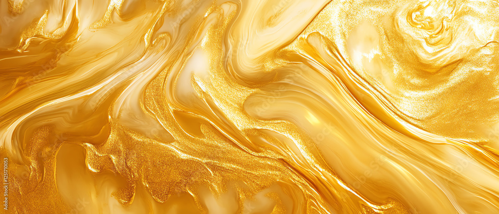 Poster this vibrant golden abstract background features dynamic swirls and waves, perfect for design projec