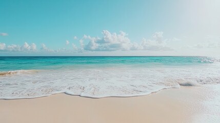 Fototapeta premium Relaxing beach scene tropical coastline nature photography serene environment wide angle view tranquility concept for stress relief