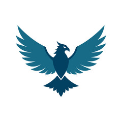 Eagle spreading wings sillhouette on white background vector art illustrations