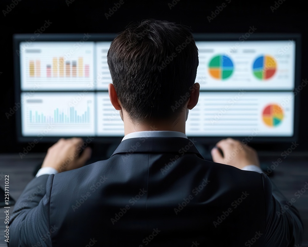 Poster marketing research analysis behavior. multi-screen digital setup showing side-by-side comparisons of