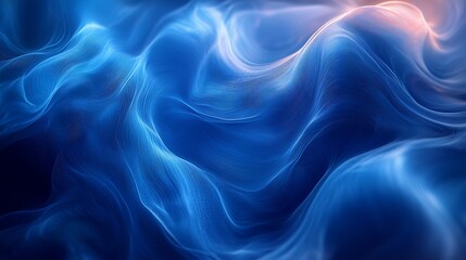 Obraz premium Abstract flowing blue waves background, digital art, possible use for technology or design
