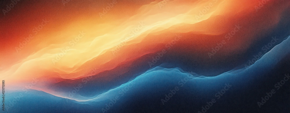 Poster blue orange abstract gradient background with smooth wave shapes and glowing light effects for graph