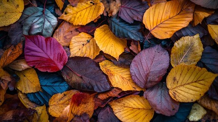 Autumn leaves falling nature park close-up photography colorful environment ground level seasonal beauty