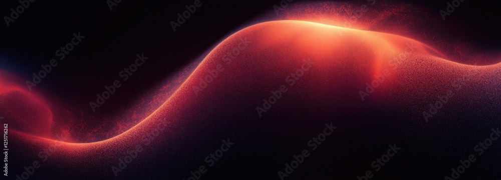 Poster vibrant red abstract curve on black grainy background glowing gradient texture design
