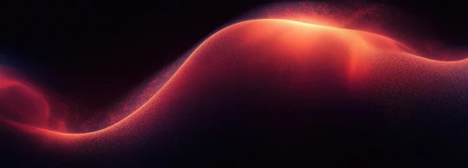 Selbstklebende Fototapeten Vibrant Red Abstract Curve on Black Grainy Background Glowing Gradient Texture Design © 怡如 柯