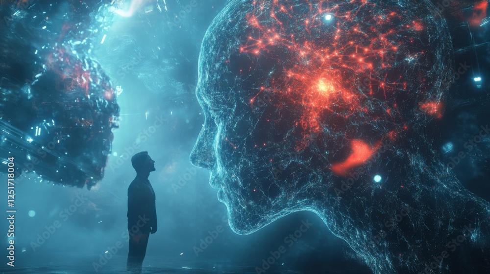 Poster ai (artificial intelligence) concept. deep learning. mindfulness. psychology.brain nervous system co