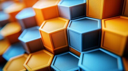 Abstract geometric pattern of stacked hexagons