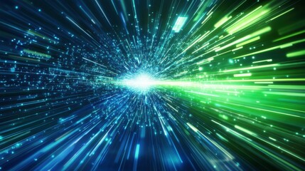 Obraz premium Digital technology speed connect blue green background, cyber nano information, abstract communication, innovation future tech data, internet network connection