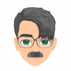 handsome man with colored eyes gray hair middle age glasses