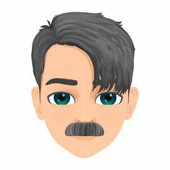 gray haired middle age handsome man with colorful eyes