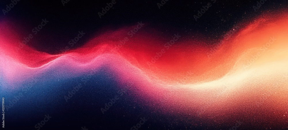 Poster abstract digital art soft gradient blend blue red orange textured background with glow and noise