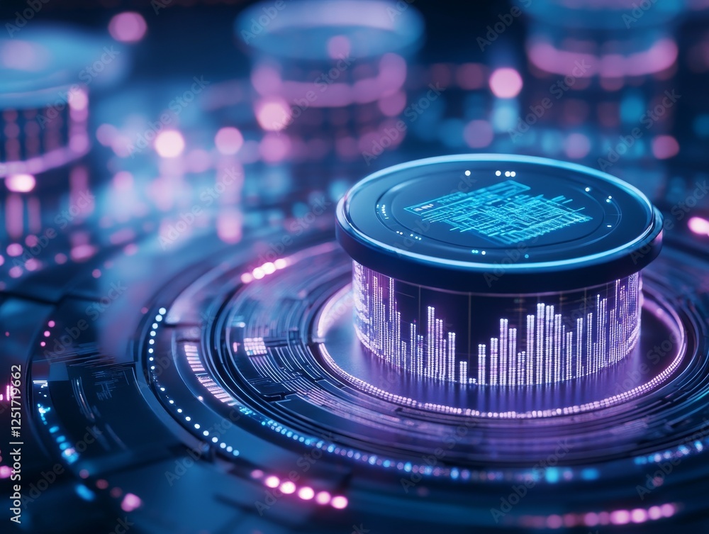 Aufkleber innovative digital technology with glowing circuits and data visualization