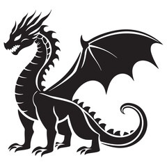 Fire-Breathing Dragon Stencil – Gothic Art Vector