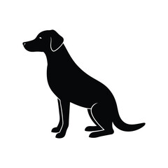  Dog Sitting Silhouette on a white background