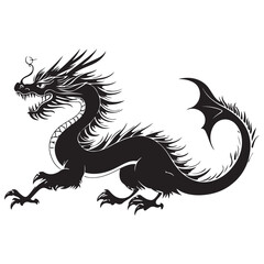 Flying Dragon Icon – Mythical Monster Vector Art