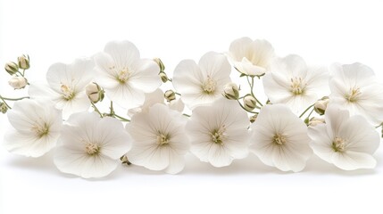 A delicate arrangement of white flowers against a clean background.