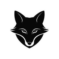 Fox Face Silhouette on a white background