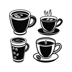 coffee cup, silhouette vector, on white background  