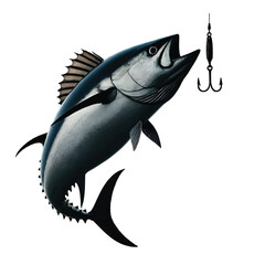 Naklejka premium Tuna Fish and Fishing Hook