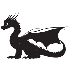 Fototapeta premium Black Dragon Illustration – Majestic Winged Beast