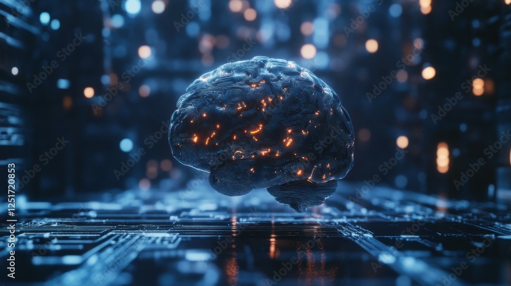 Poster ai (artificial intelligence) concept. deep learning. mindfulness. psychology.brain nervous system co