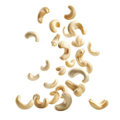 Falling pistachios on a white background 