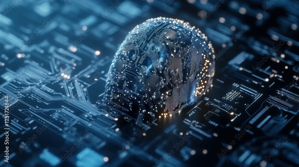 Poster interact with ai artificial intelligence brain processor in concept of ai artificial intelligence en