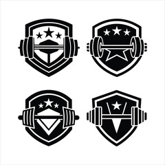 Obraz premium gym logo, silhouette vector, on white background 