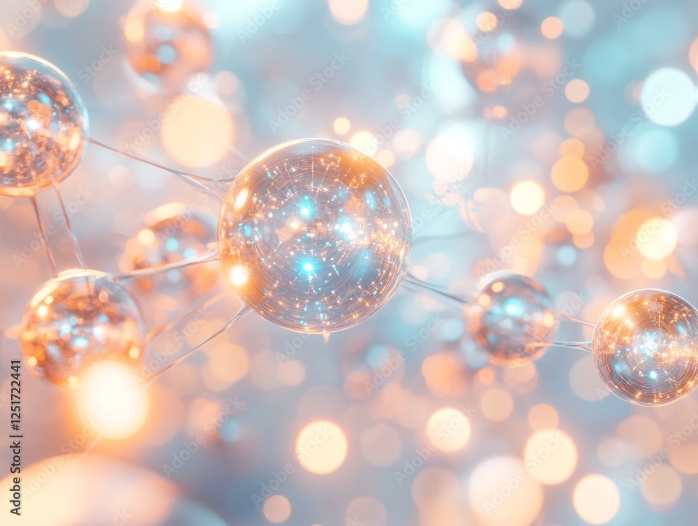 Poster dynamic abstract representation of interconnected spheres and lights