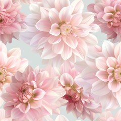 Fototapeta premium Elegant floral pattern featuring soft pastels with dahlia blooms, creating a seamless background for spring sophistication