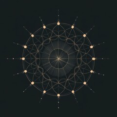A clean, minimalistic vector illustration of the Wheel of Samsara, designed with elegant geometric symmetry.