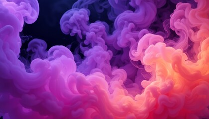 Fototapeta premium Abstract swirling pink and purple smoke on a dark background
