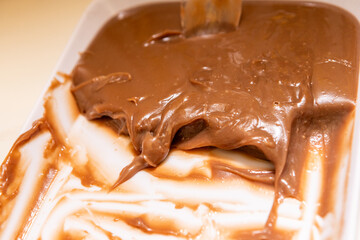 tray with a very popular sweet in Brazil called brigadeiro on a table in Rio de Janeiro.