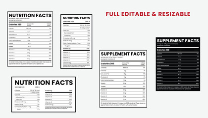 Supplement facts and vitamin facts template ,nutrition facts template design
