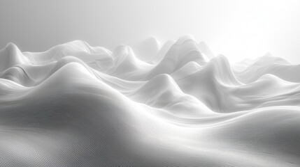 Fototapeta premium Abstract representation of smooth, undulating white hills in soft light.