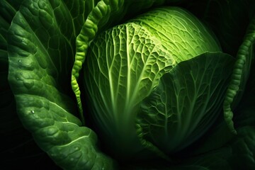 Obraz premium Fresh green cabbage nestled among leafy greens in a natural setting