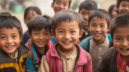 Happy and cute kids at elementary school