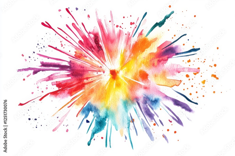Poster vibrant watercolor explosion with colorful splashes and dynamic patterns