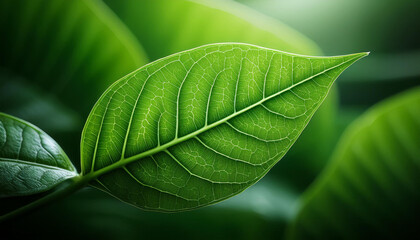 Fototapeta premium earth day macro shot of green leaf vein eco surroundings with reproduction area leaves scene and nature wallpaper for presentation