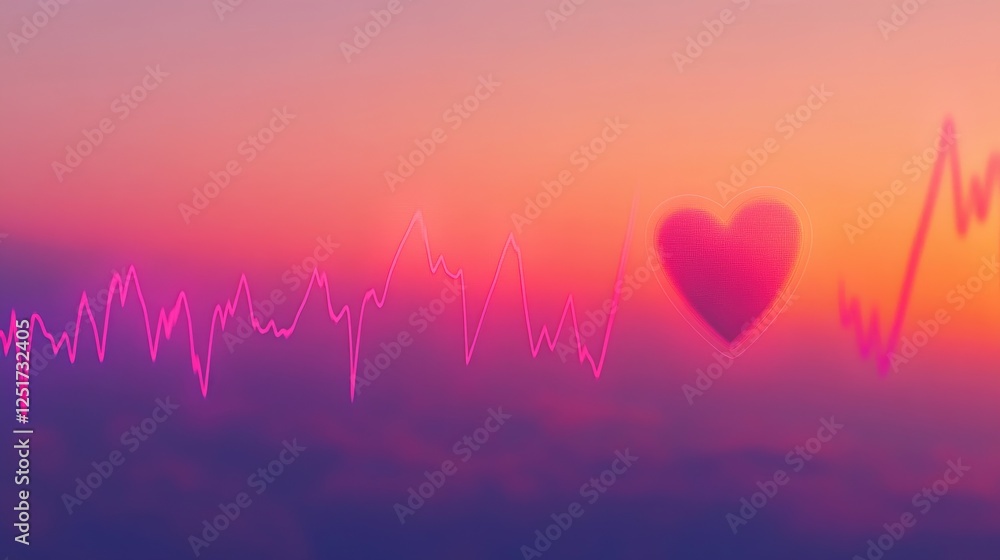 Poster an infographic-style image showing different heartbeats with labels, set against a soft gradient, il