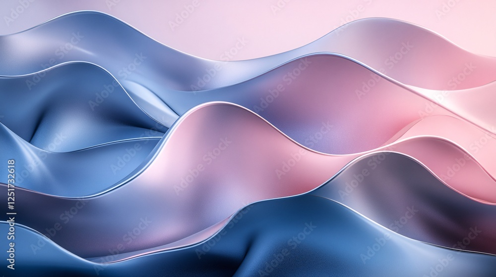 Poster a serene wave of soft, flowing fabric in gentle blue and pink hues, creating a calming and elegant v