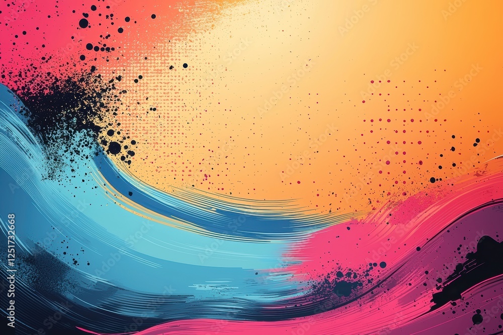 Poster abstract colorful wave design with vibrant gradients and textures.