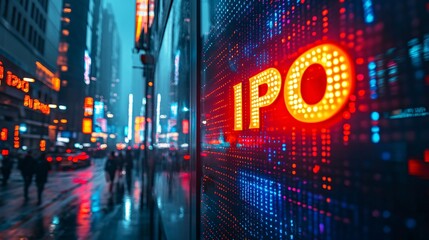 Obraz premium A vibrant city scene featuring illuminated signage displaying 