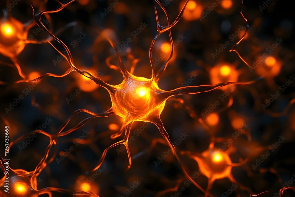 Aufkleber a close-up view of neurons, showcasing their intricate structures and glowing connections, represent