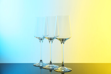 Empty glasses on table, color tone effect
